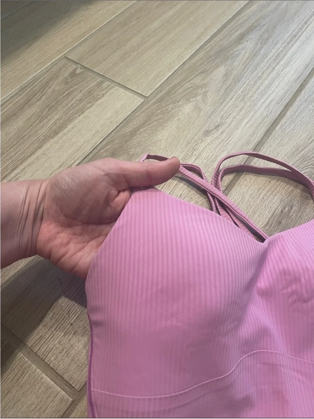 Lululemon Like A Cloud Ribbed Longline Bra Dahlia Mauve Sz 4 B/ C